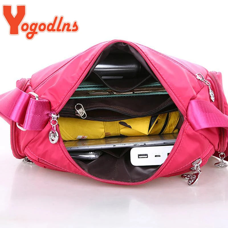 Yogodlns Oxford Waterproof Shoulder Bag Women Casual Crossbody Bag Multifunction Shopping Handbag Large Capacity Messenger Bag