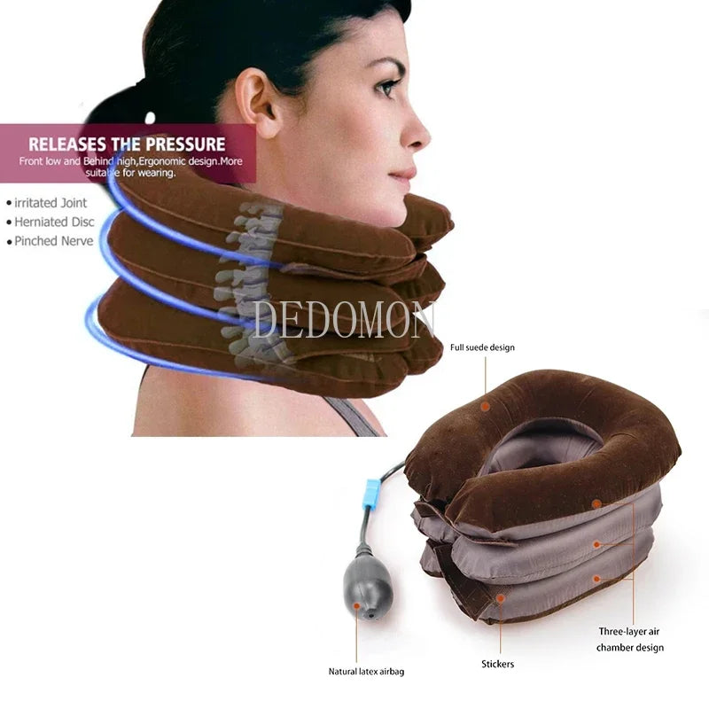 Neck Stretcher Inflatable Air Neck Traction Apparatus Device Soft Neck Cervical Collar Pillow